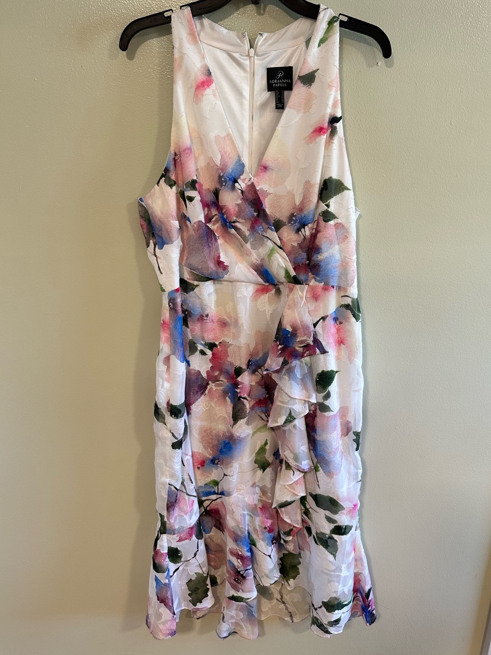 Adrianna Papell Floral Ruffle Midi Dress